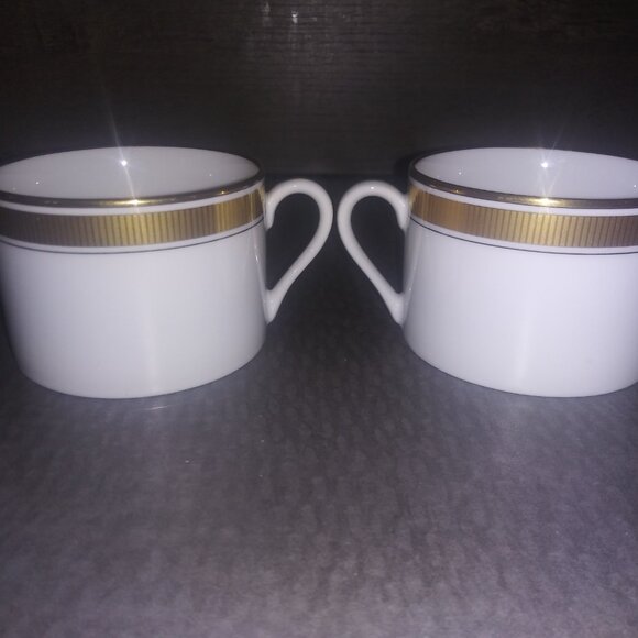 Fitz and Floyd Porcelain Plate and Mug Set Oak Park White Gold Trimmed Lot of 12 - Picture 10 of 16